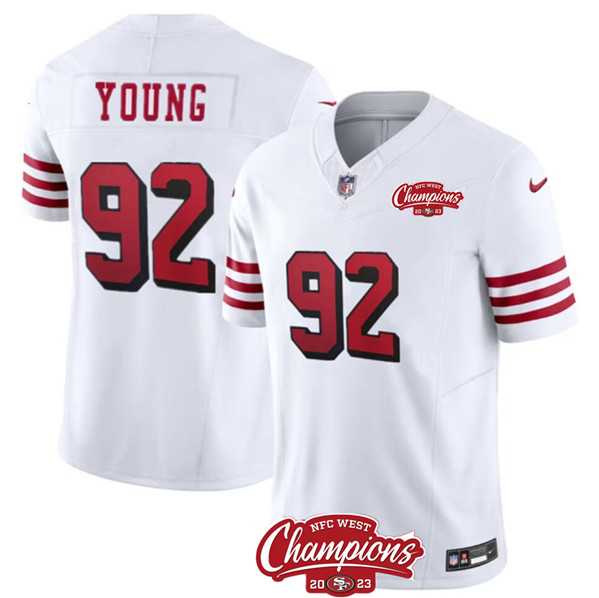 Men & Women & Youth San Francisco 49ers #92 Chase Young White 2023 F.U.S.E. NFC West Champions Patch Alternate Stitched Jersey->san francisco 49ers->NFL Jersey